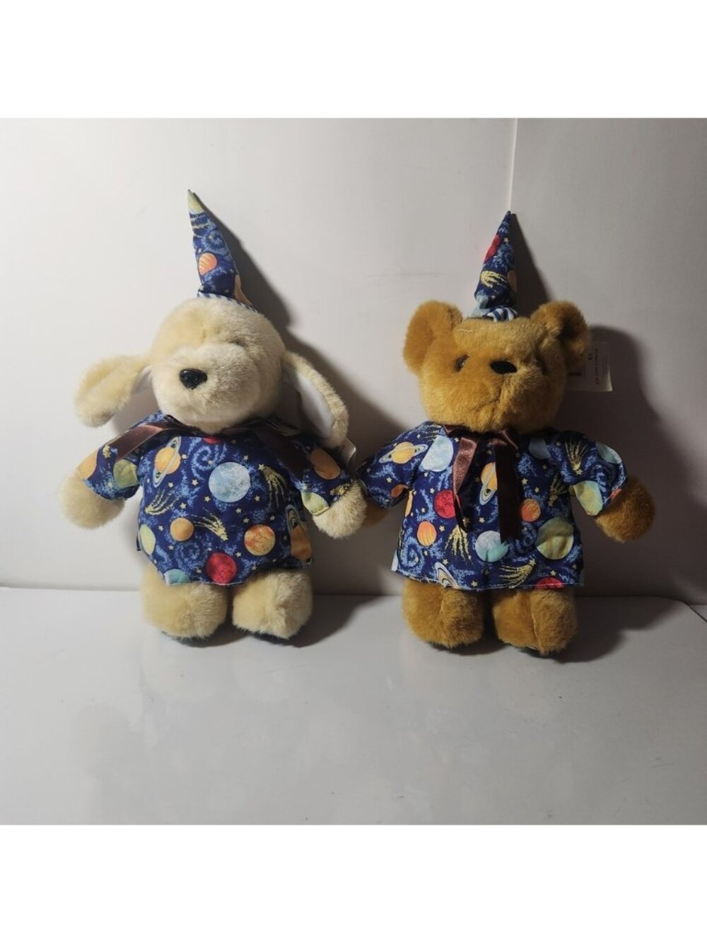 Kuddle Me Toys Wizard Plush Dog and Bear Set Celestial‎ Space Outfit Planets 11"